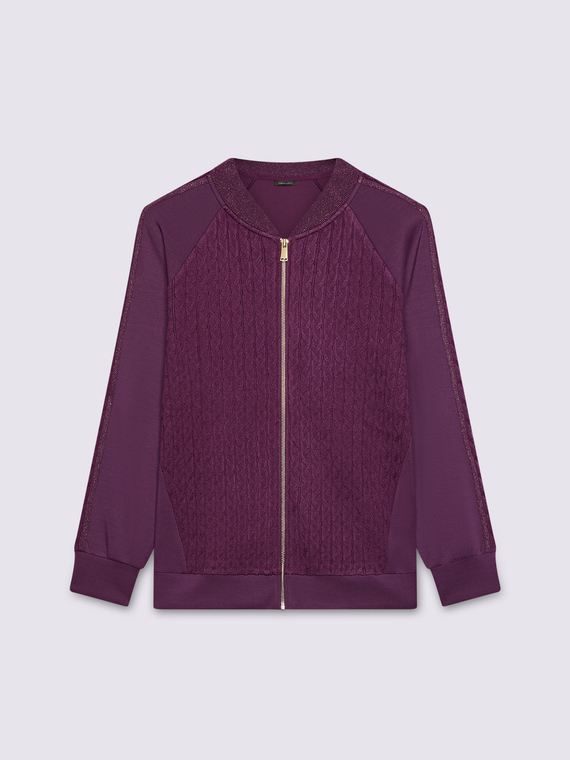 Felpa aperta con zip in doppio tessuto