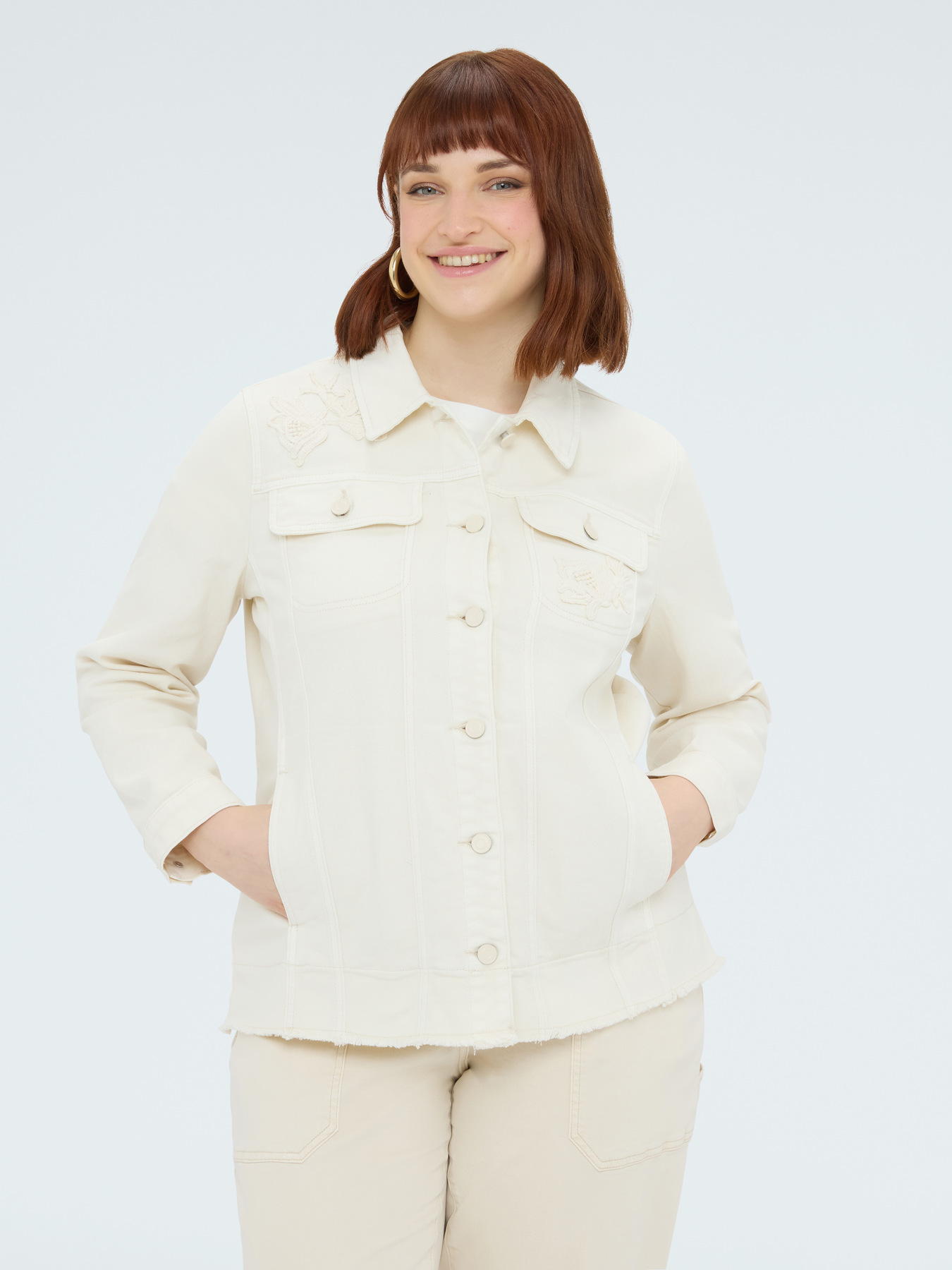 Camicia shacket con ricami floreali image number 2