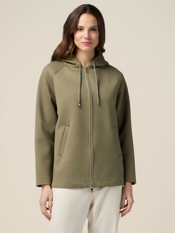 Sweatshirt jacket in scuba fabric