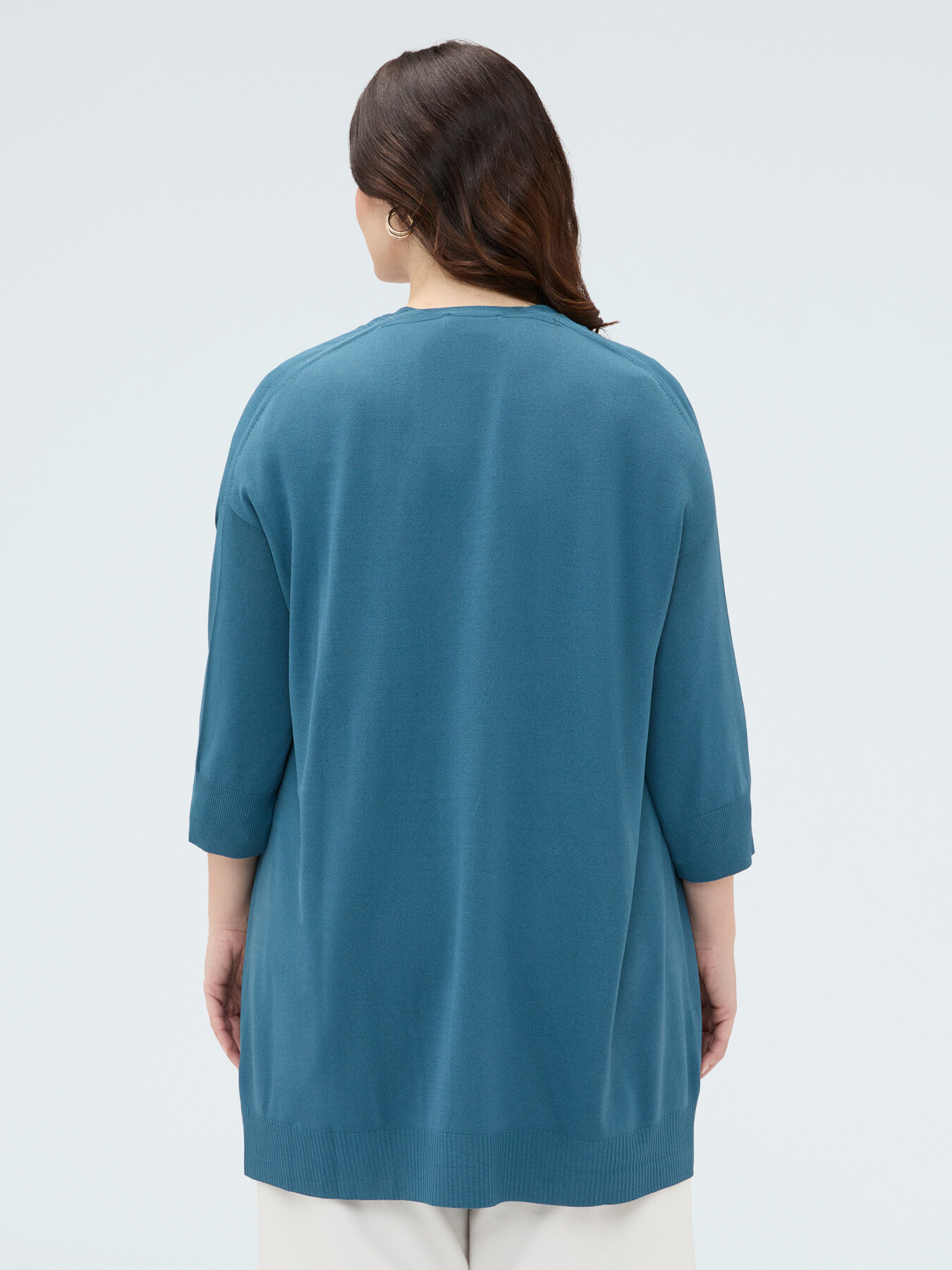 Long cardigan in fine viscose blend knitwear image number 1