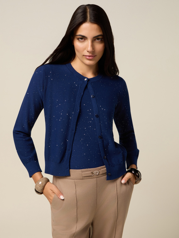 Cardigan corto con paillettes