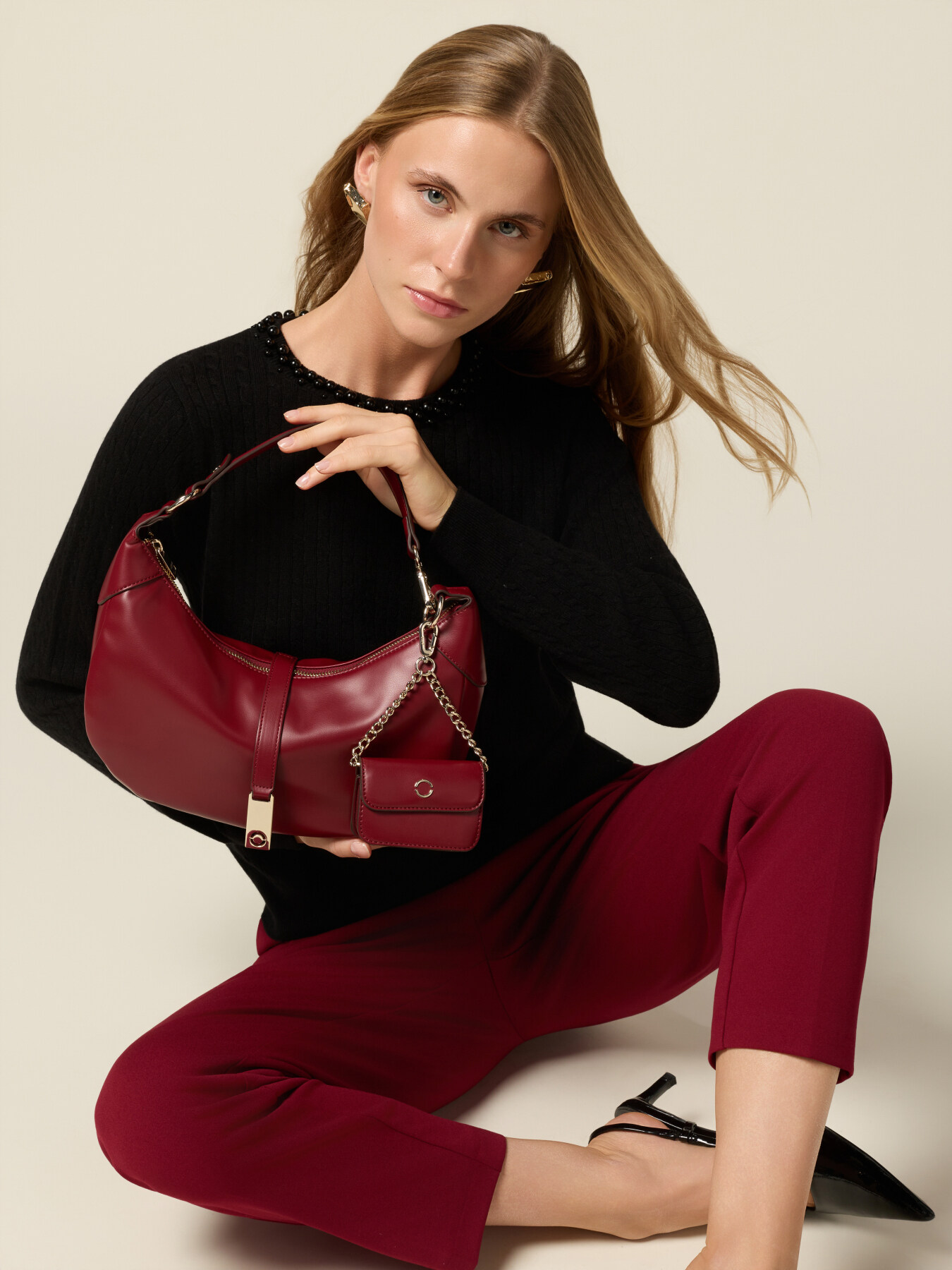 Tracolla con zip e ciondolo metallico image number 0