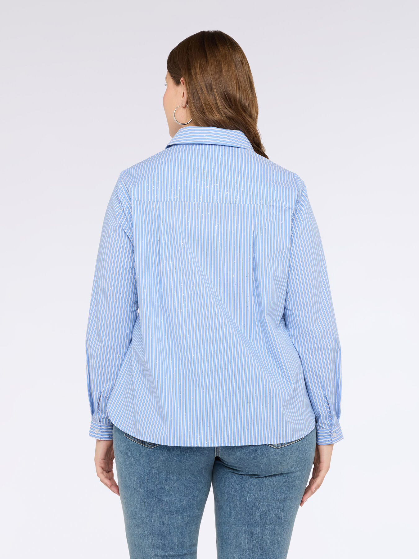 Striped cotton blend shirt with sparkle details image number 1