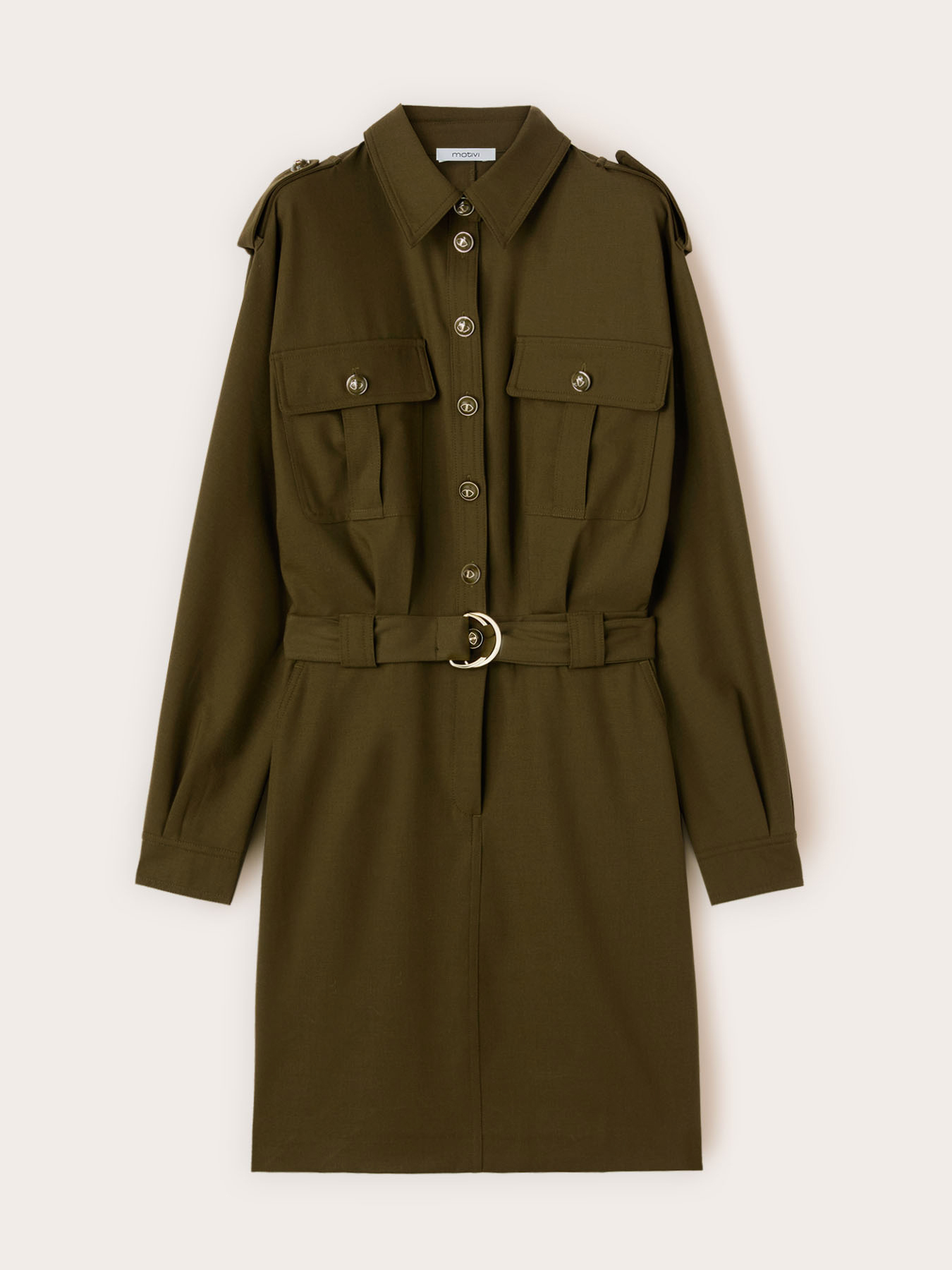 Milit&auml;risches Hemdkleid mit G&uuml;rtel image number 4