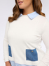 Two-material sweater with denim pockets image number 2
