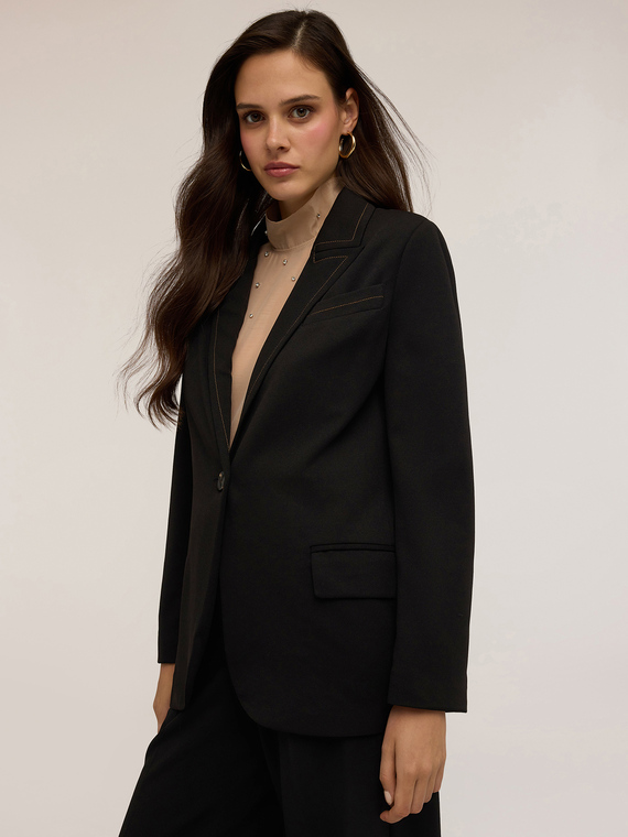 Single-breasted jacket with contrast stitching