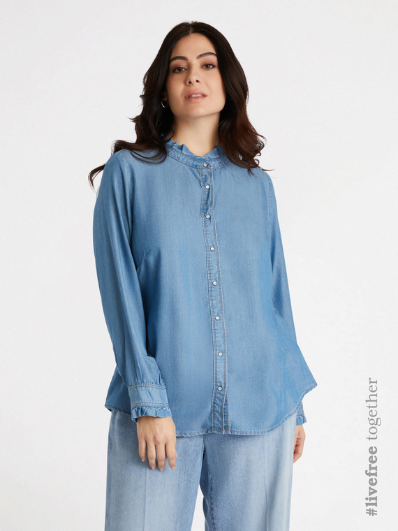 Denim-Hemdbluse, helle Waschung