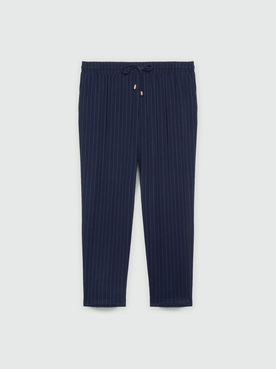 Pinstriped fabric joggers