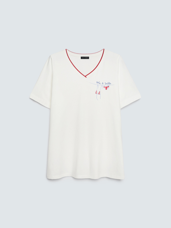 Cotton t-shirt with print and lettering