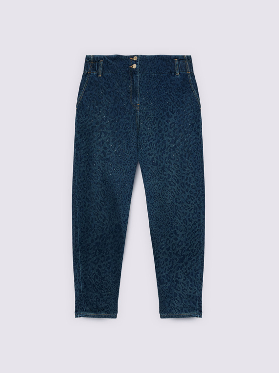 Balloon jeans with animal print and sparkle details