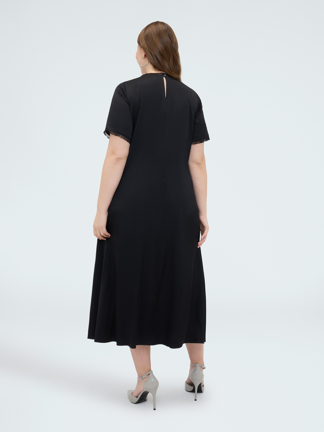 A-Linien-Kleid aus Satin mit Fransen-Details image number 1