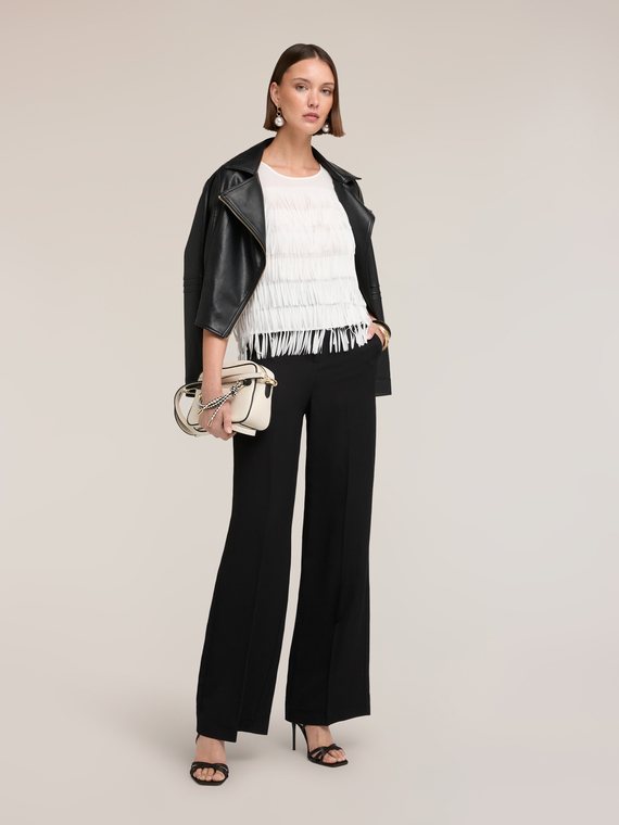 Top aus Georgette mit Fransen