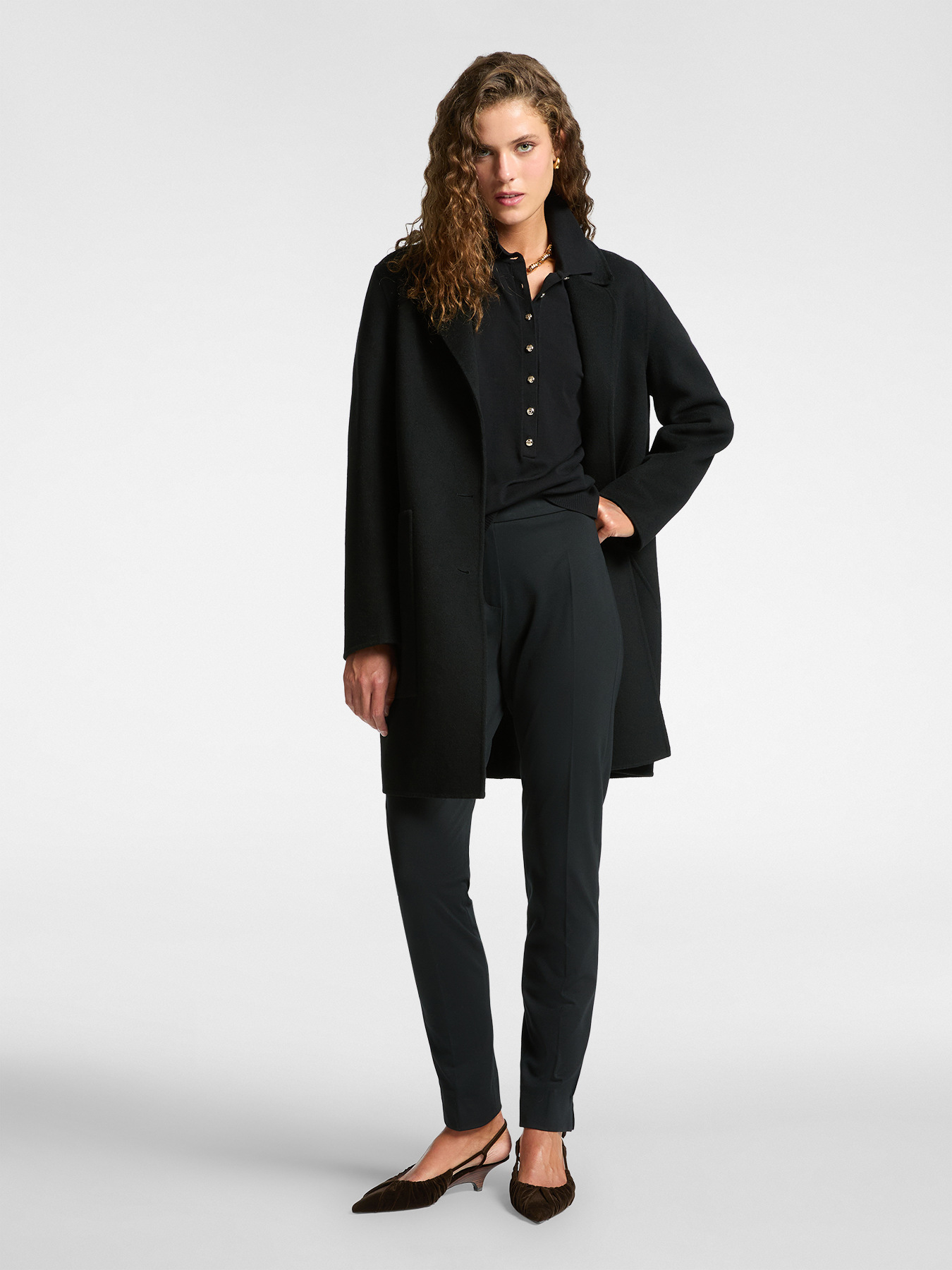 Slim-fit trousers in Milanese stitch image number 0