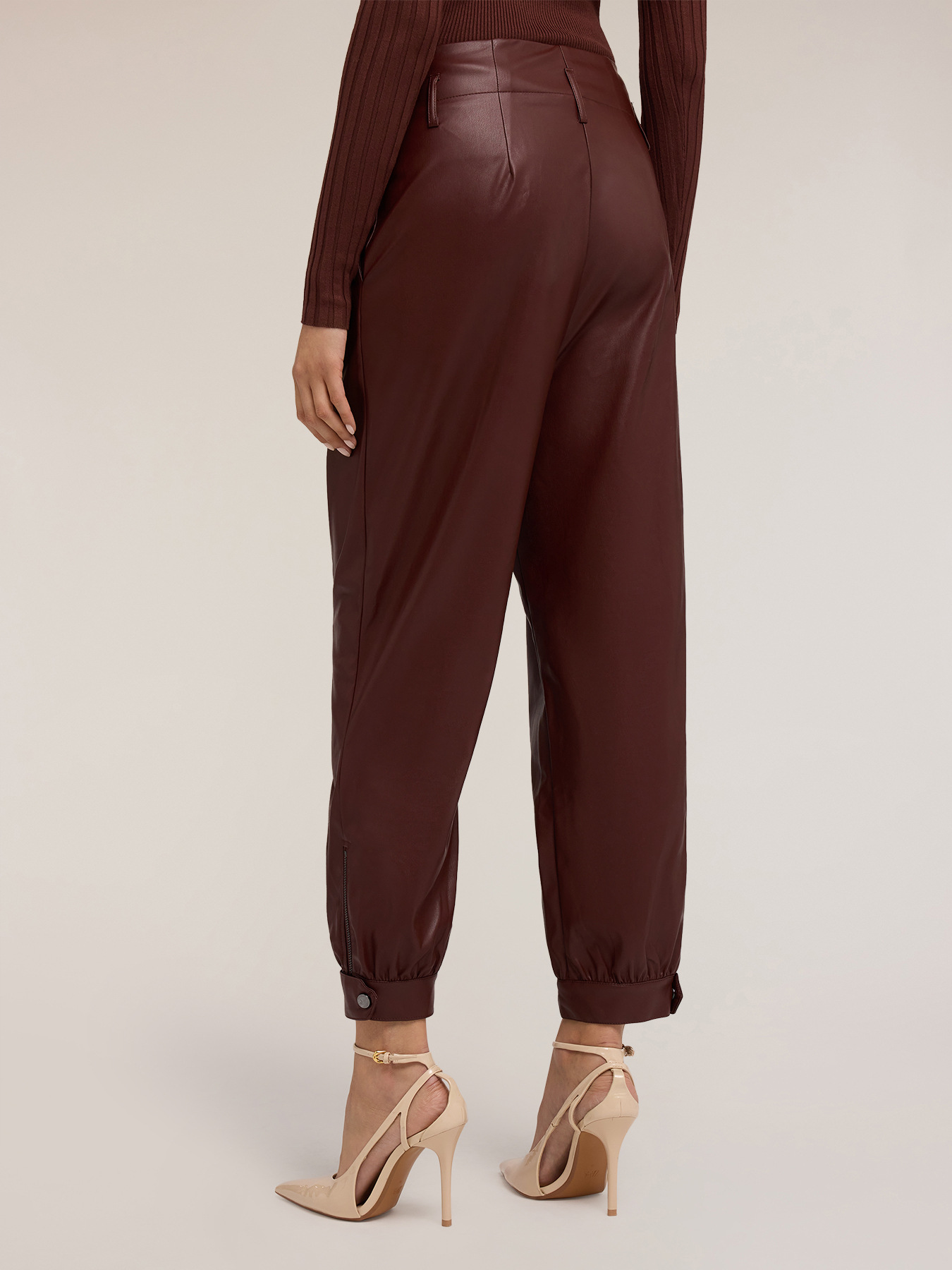 Pleated trousers in coated fabric image number 1