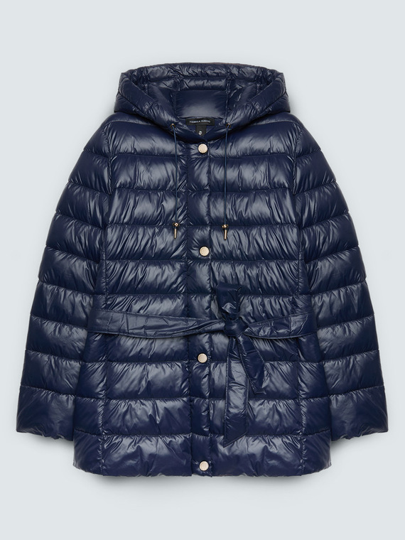 Gesteppte Daunenjacke mit Bindeg&uuml;rtel