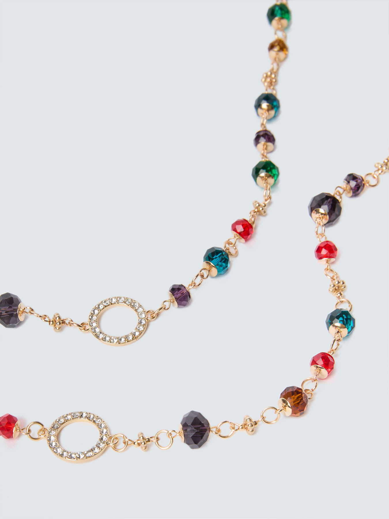 Collana lunga con perline multicolore e strass image number 2