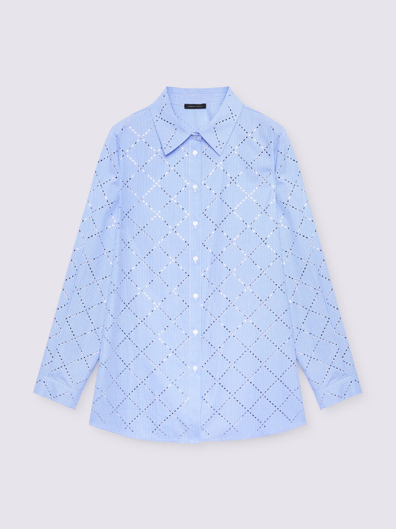 Camicia in cotone con ricamo a rombi