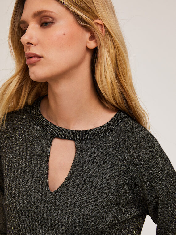 Sweater with lurex blend cut-out