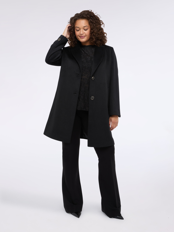 Long wool blend coat with buttons