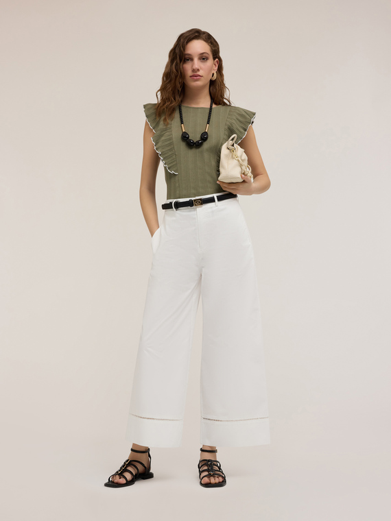 Pantalon jambe large avec détail ajouré