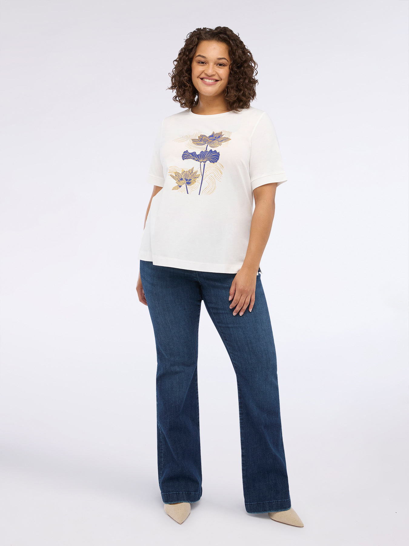 Baumwoll-Jersey-T-Shirt mit Blumendruck image number 0