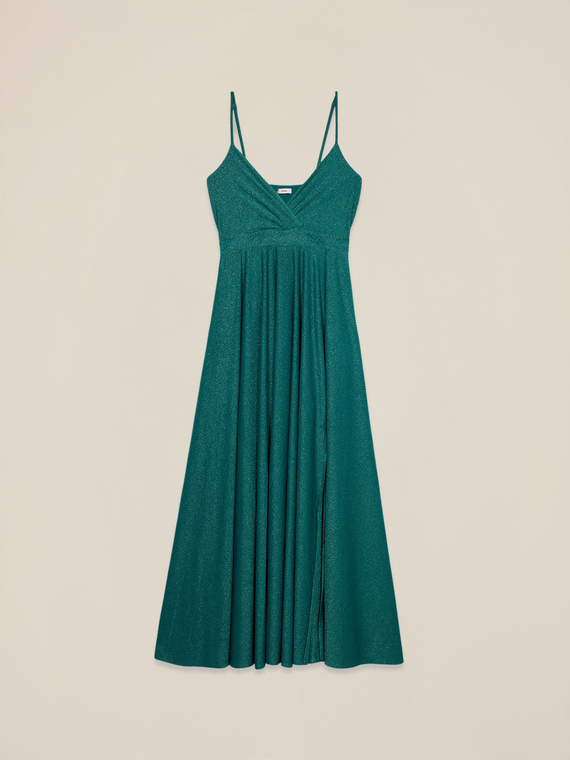 Pleated lurex jersey dress