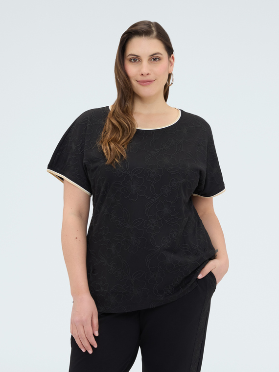 T-Shirt mit Blumenstickerei