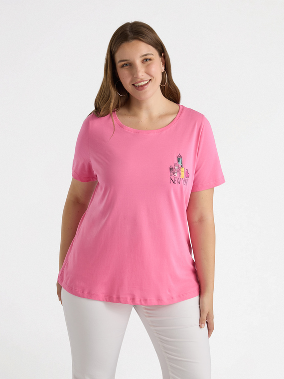 T-Shirt mit New York-Stickerei