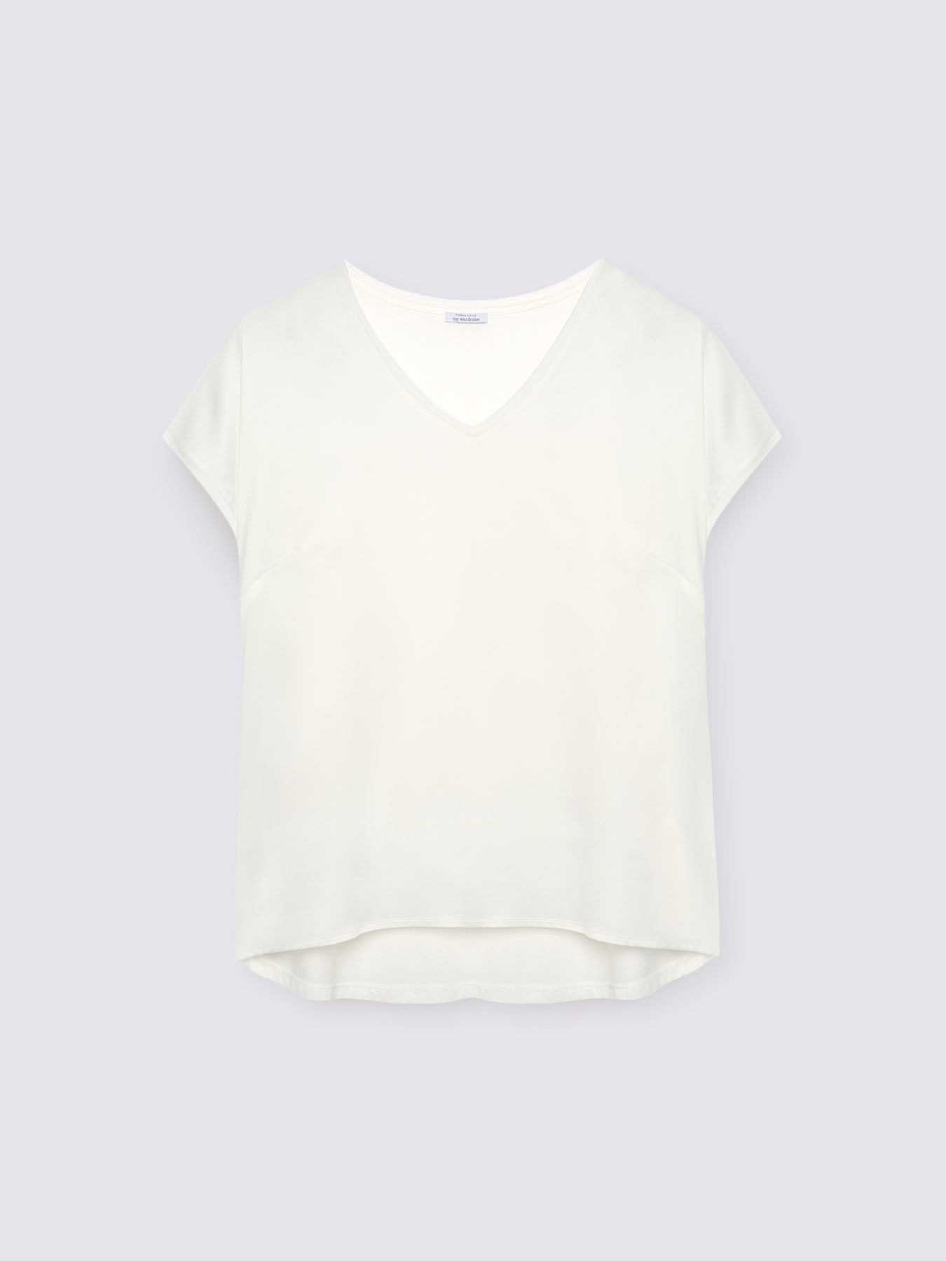 T-shirt bimaterica con scollo a V image number 4