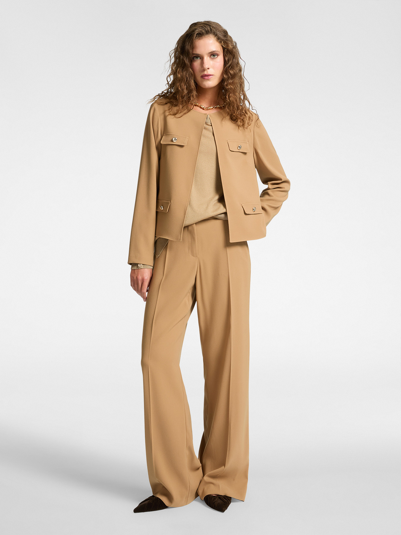 Stretch crepe fabric trousers image number 0
