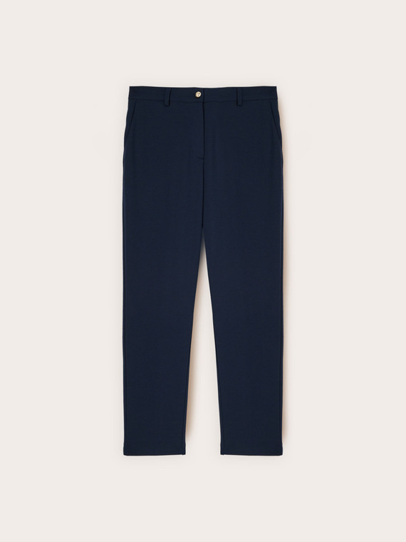 Pantaloni chino din jersey cr&ecirc;pe