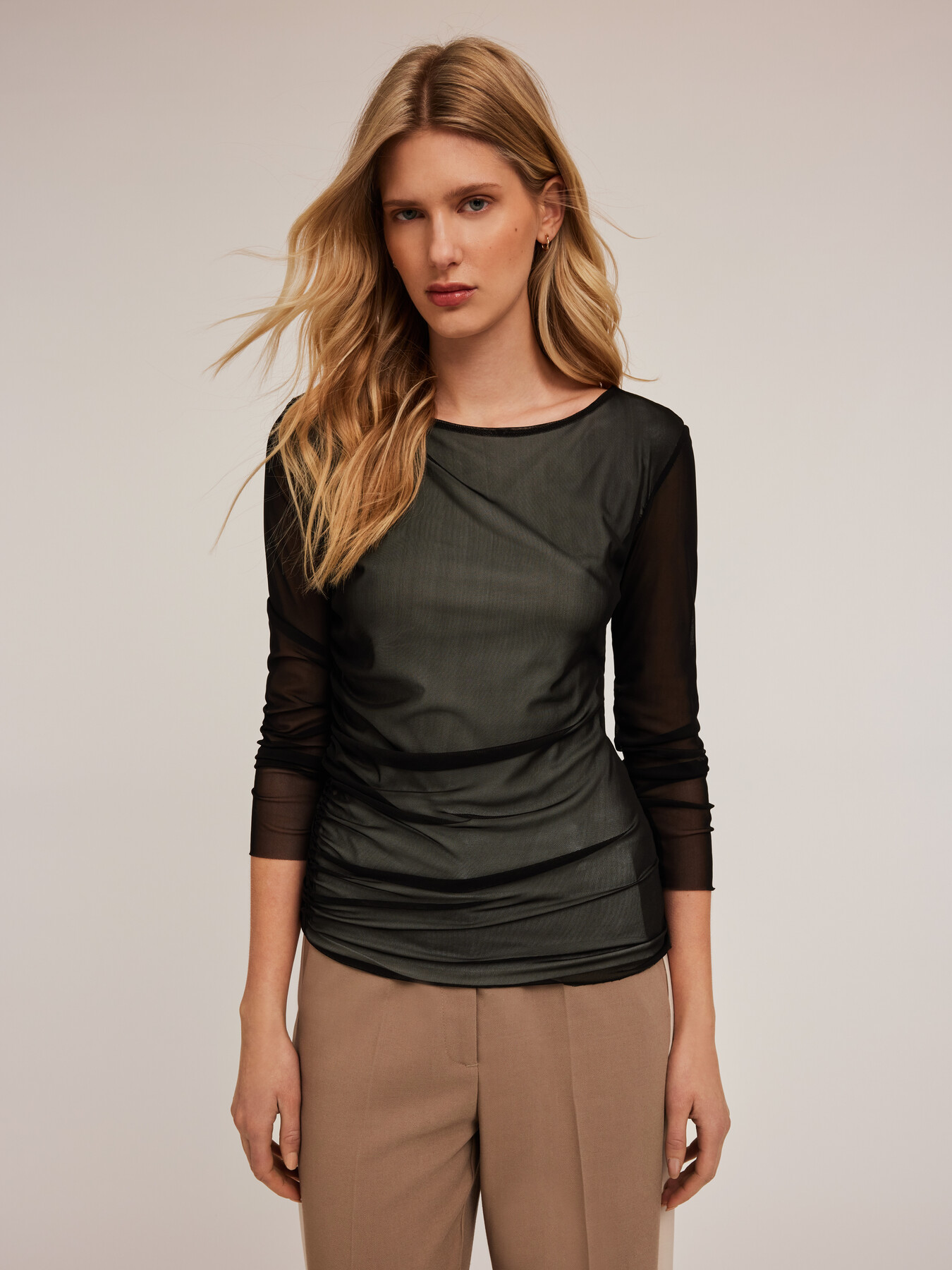 T-shirt maniche lunghe in tulle image number 2