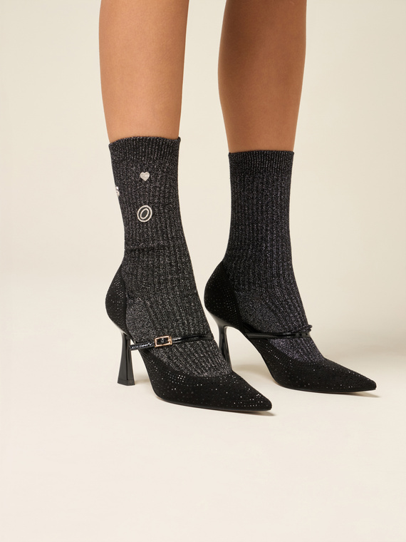 Lurex socks with appliqués