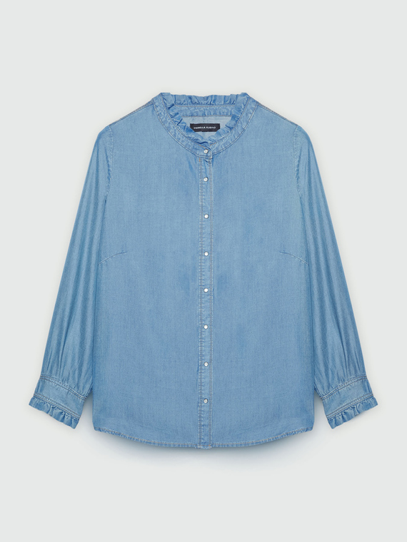 Denim-Hemdbluse, helle Waschung