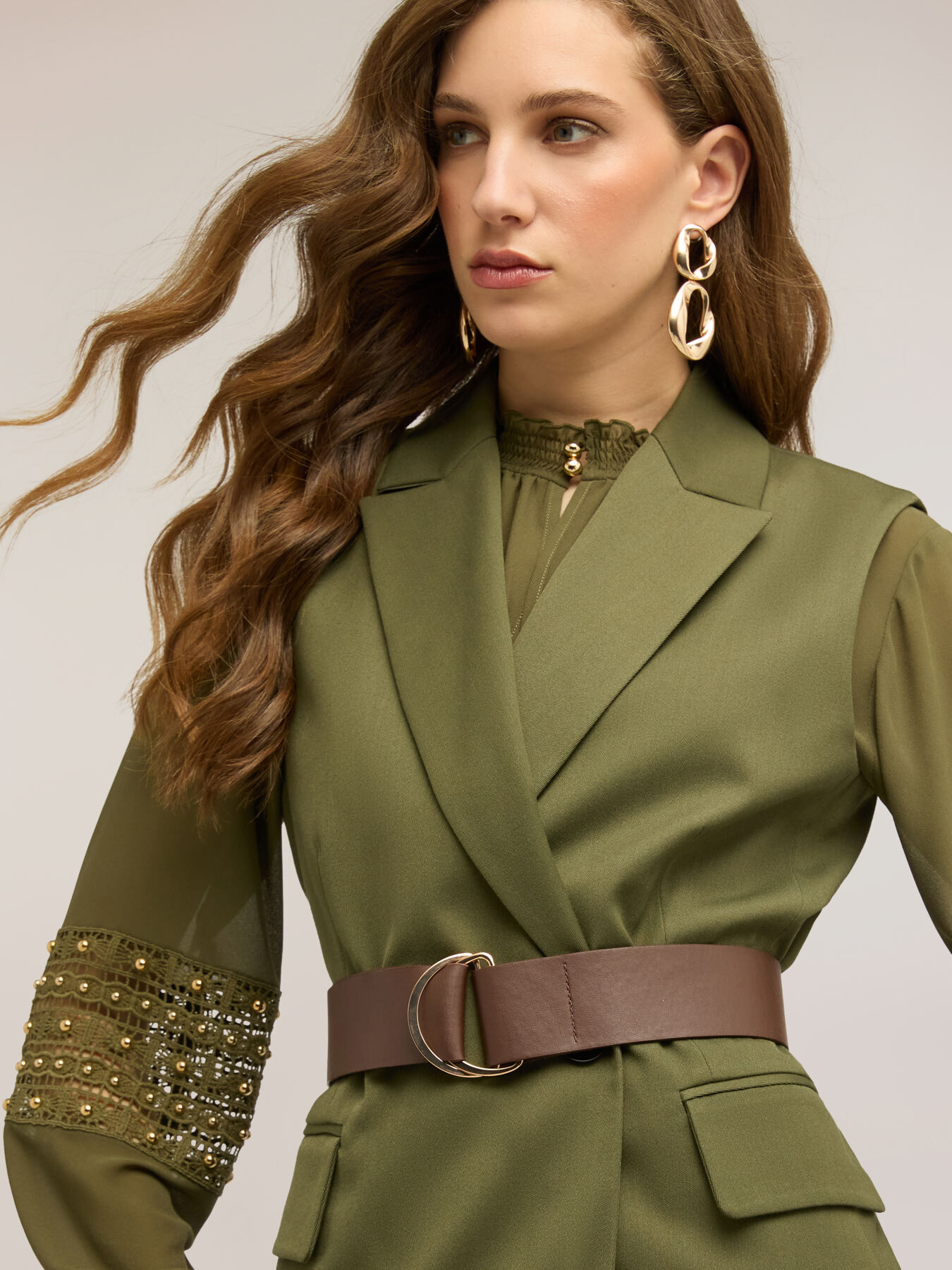 Polyviscose vest with belt image number 3