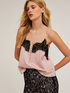 Top lingerie in raso con bordo in pizzo image number 0