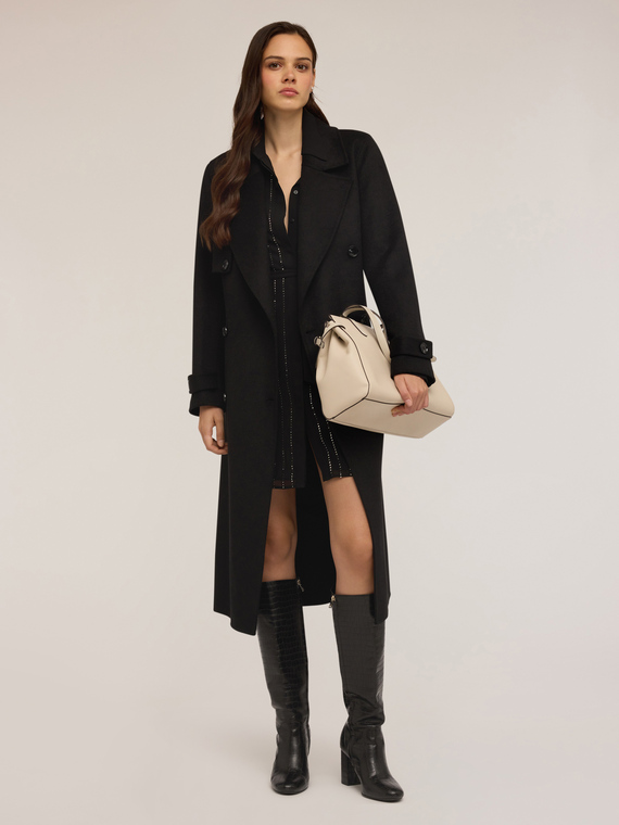 Trench coat in mixed wool fabric