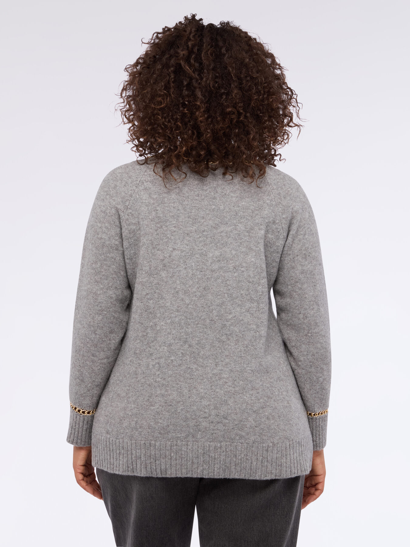 Maglia scollo a V con dettagli catena image number 1