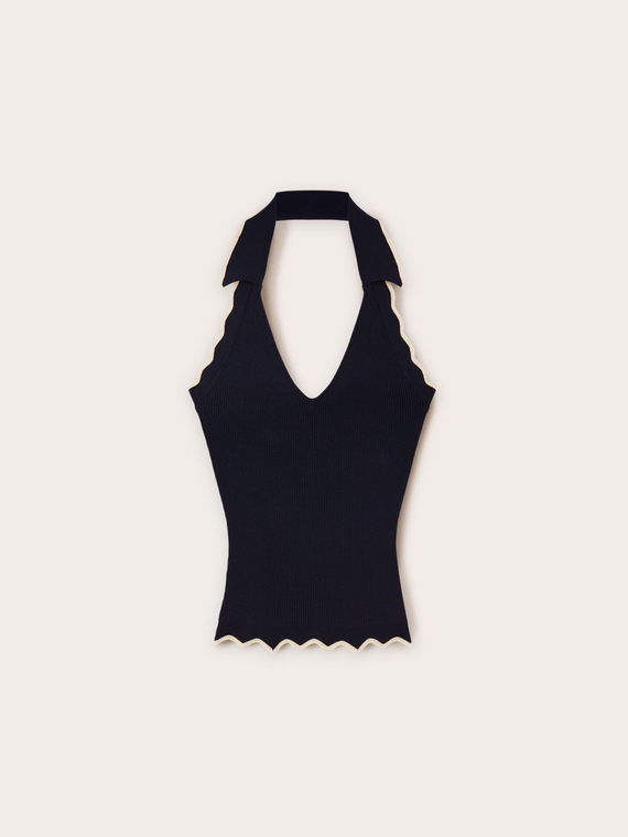 Top halter neck in maglia