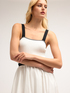 Dual fabric dress with circle skirt image number 2