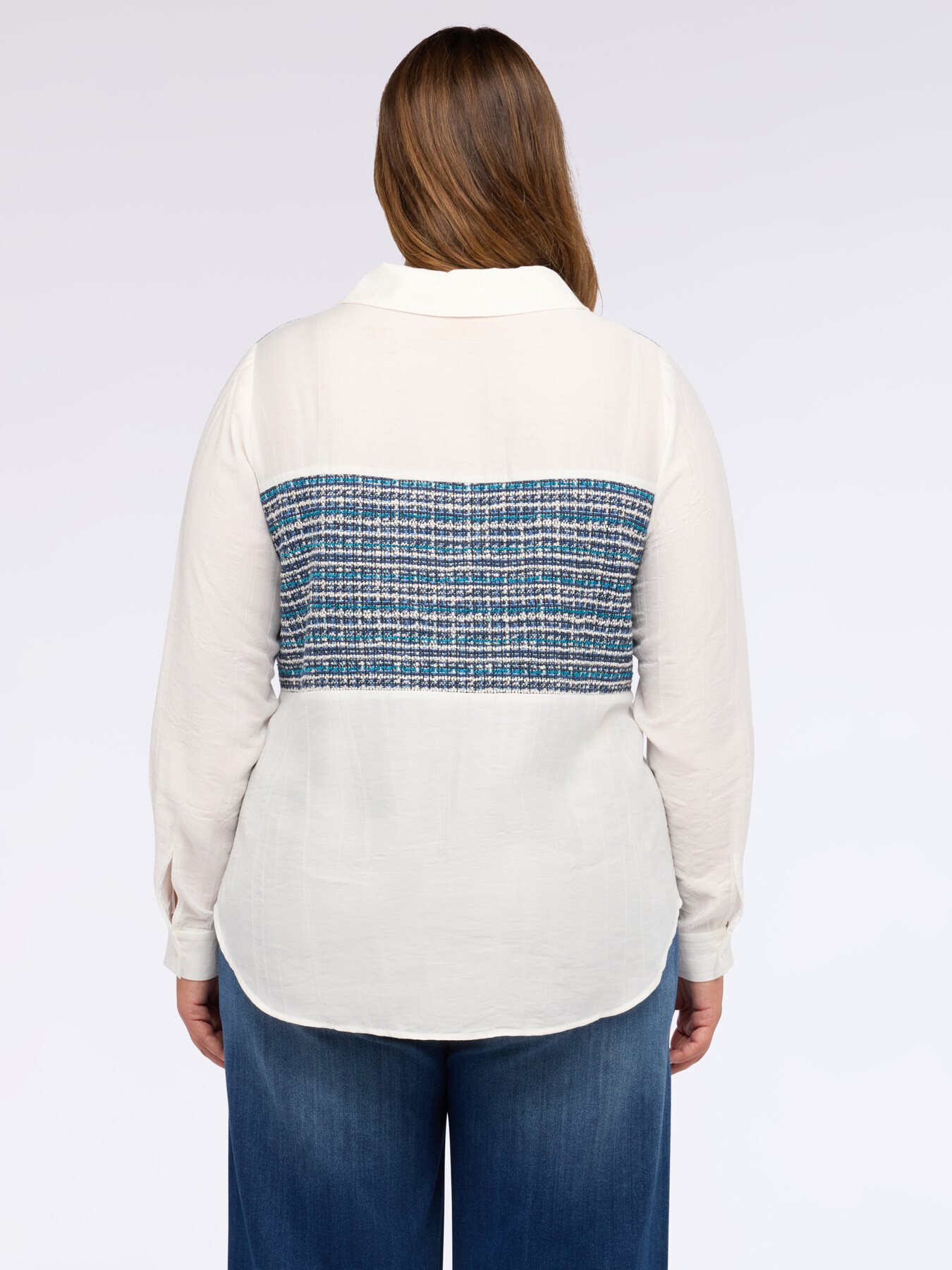 Camicia in mussola con inserto bouclé image number 1