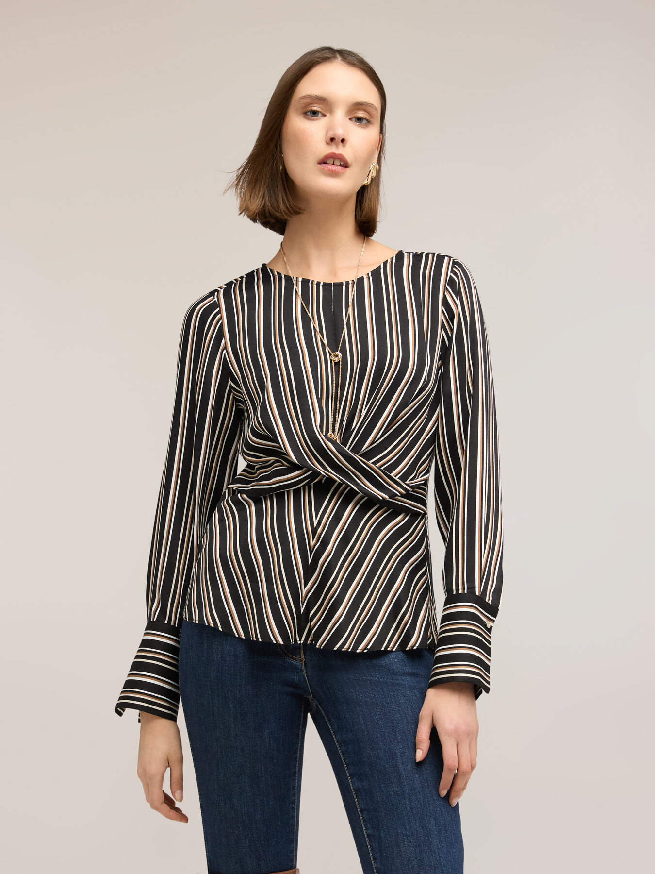 Striped wrap blouse image number 2