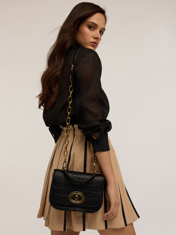 Shoulder bag in tessuto spalmato con stampa incisa