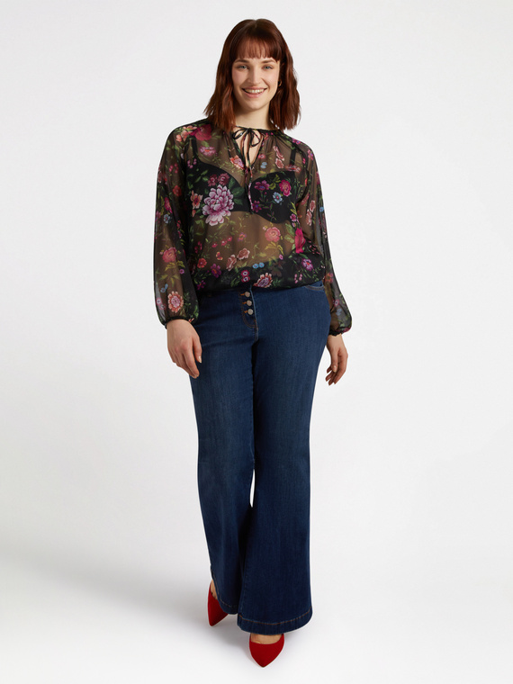 Bluse mit Blumenmuster aus Georgette