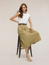 Rochie midi cu curea și fustă din poplin image number 3
