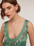 Embroidered viscose satin top image number 3