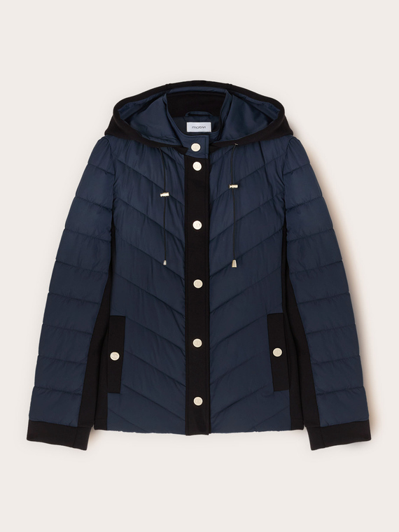 Lightweight bi-material down jacket