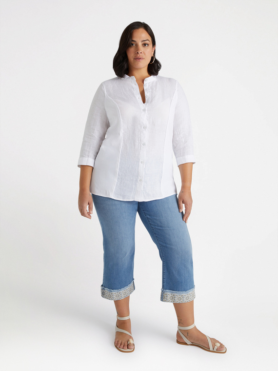 Jeans cropped con bordo in pizzo