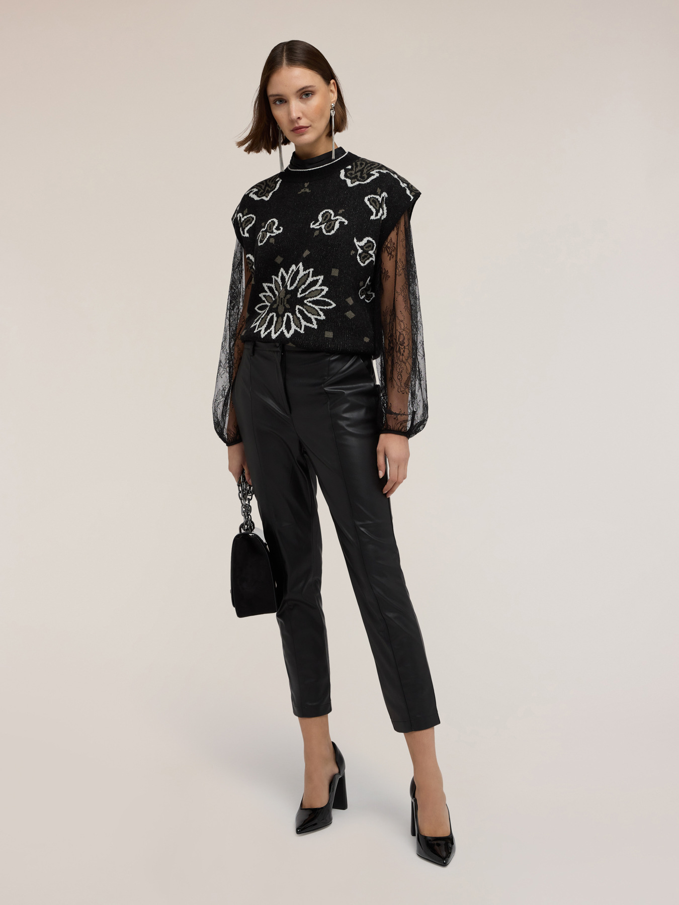 Jacquard knit top image number 2