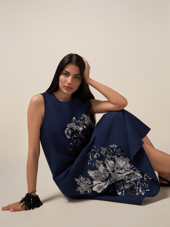 Rochie în formă de A din bumbac cu paiete
